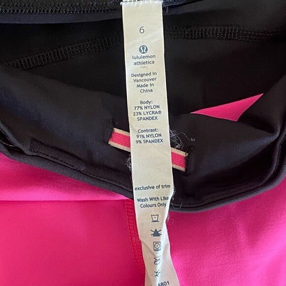 Lululemon Run Pace Tight Leggings size 6 Black Pink Colorblock Luxtreme Pocket - Picture 3 of 11